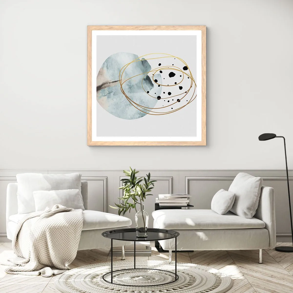 Affiche dans un chêne clair - Poster - Emmêlement de l'espace - 50x50 cm