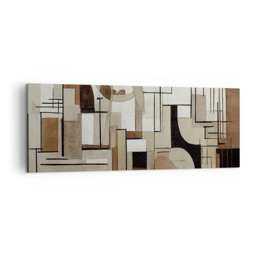 Impression sur toile - Image sur toile - Abstraction architecturale en beige et marron - 140x50cm - Paysage urbain 2.0 - Décoration murale moderne pour le salon et la chambre ARTTOR