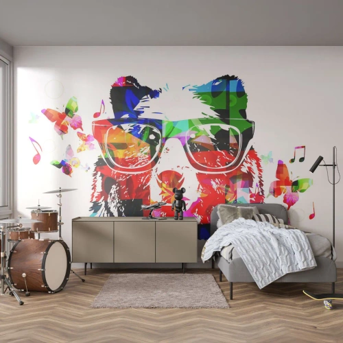 Papier Peint Autocollant Deluxe Sticker - Ca plait au chien! - Abstraction, Ours, Lunettes - 100x70 cm