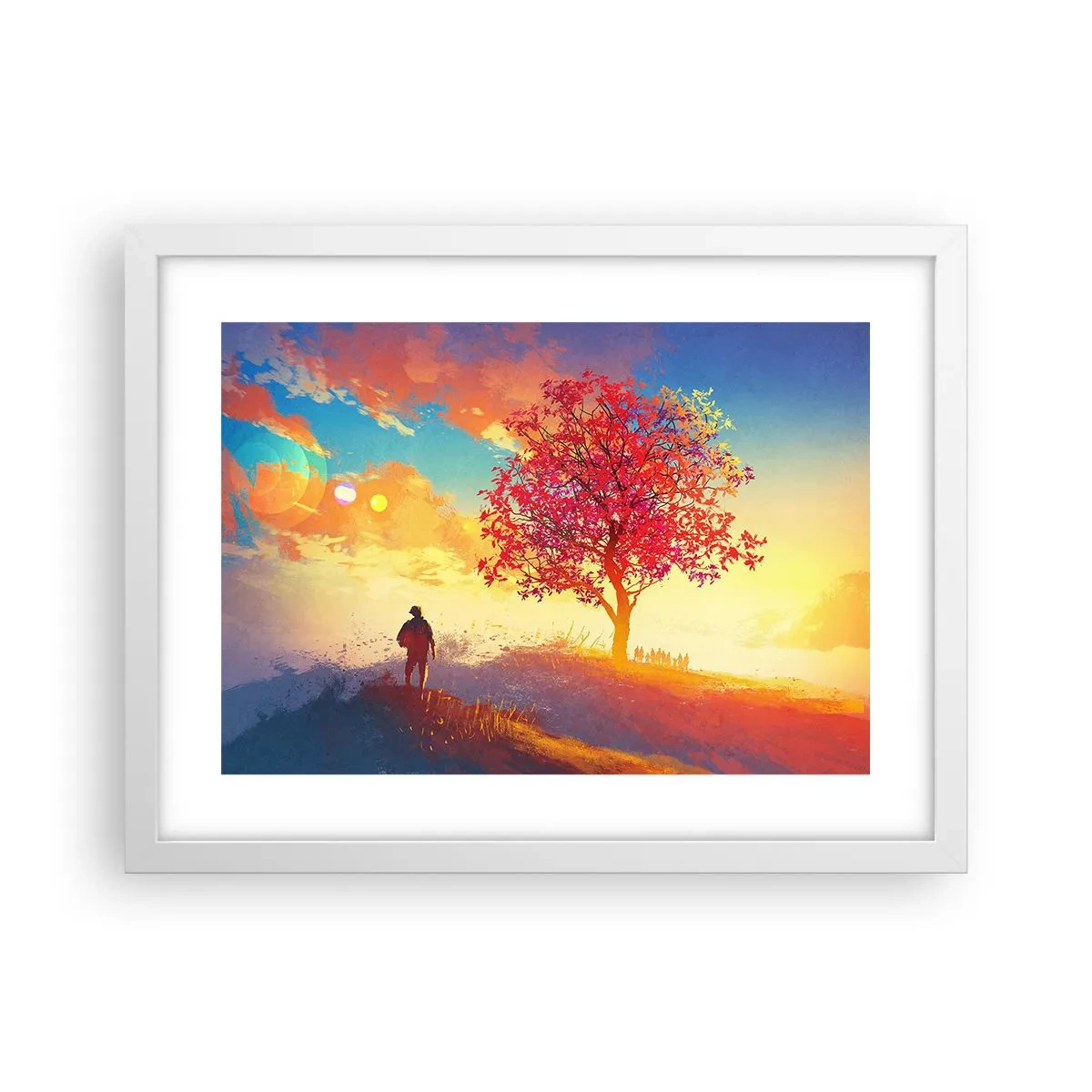 Affiche dans un cadre blanc - Poster - Pèlerin à destination - 40x30 cm