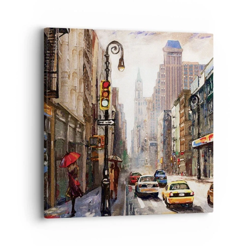 Impression sur toile - Image sur toile - New-Zork - coloré même sous la pluie - 40x40 cm