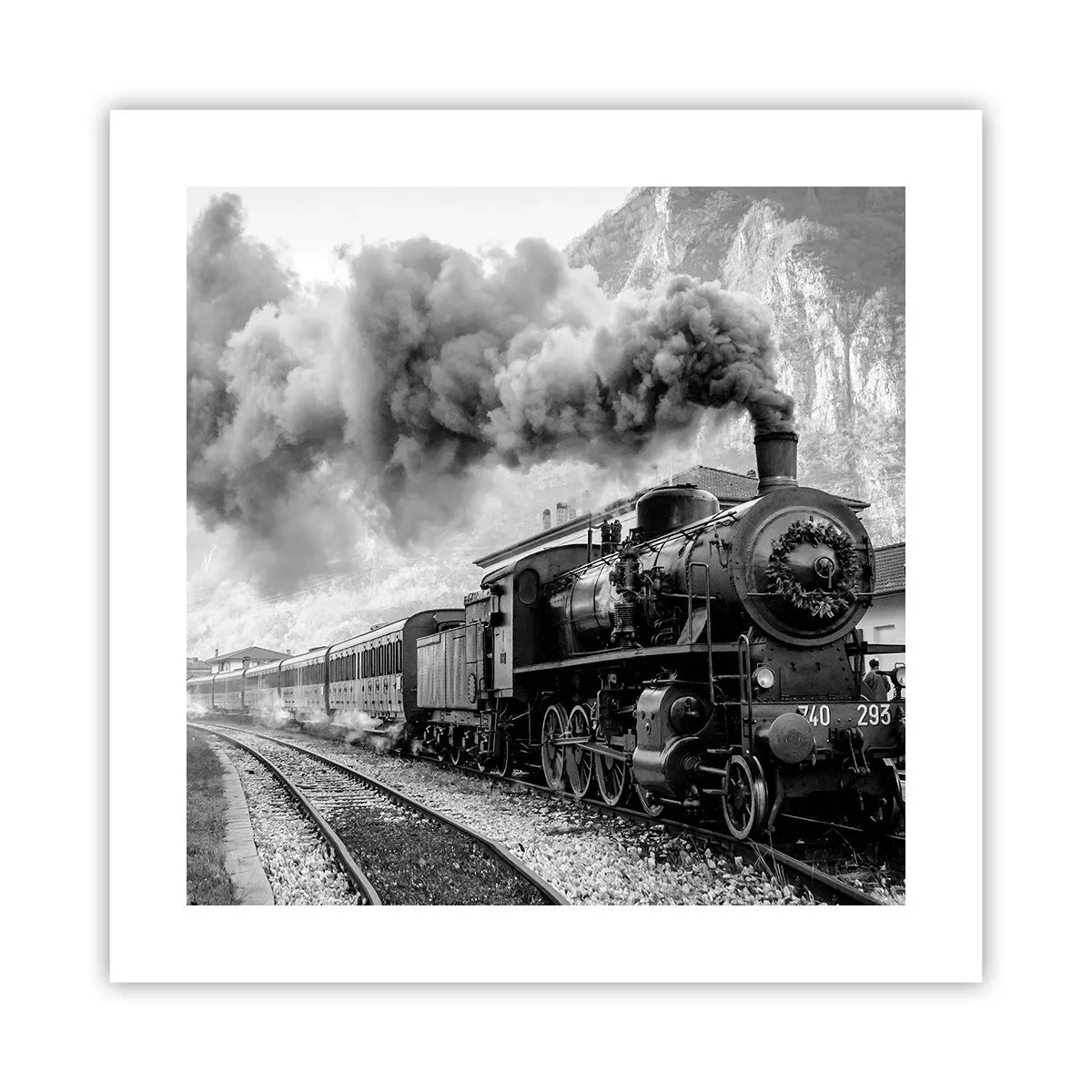 Affiche - Poster - Attend à la gare... - 40x40 cm