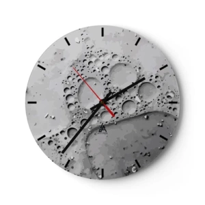 Horloge murale - Pendule murale - La surface lunaire avec de grands cratères dans des tons de gris - 30x30cm - Sentier de mousse - Décoration murale moderne pour le salon, la cuisine et la chambre ARTTOR