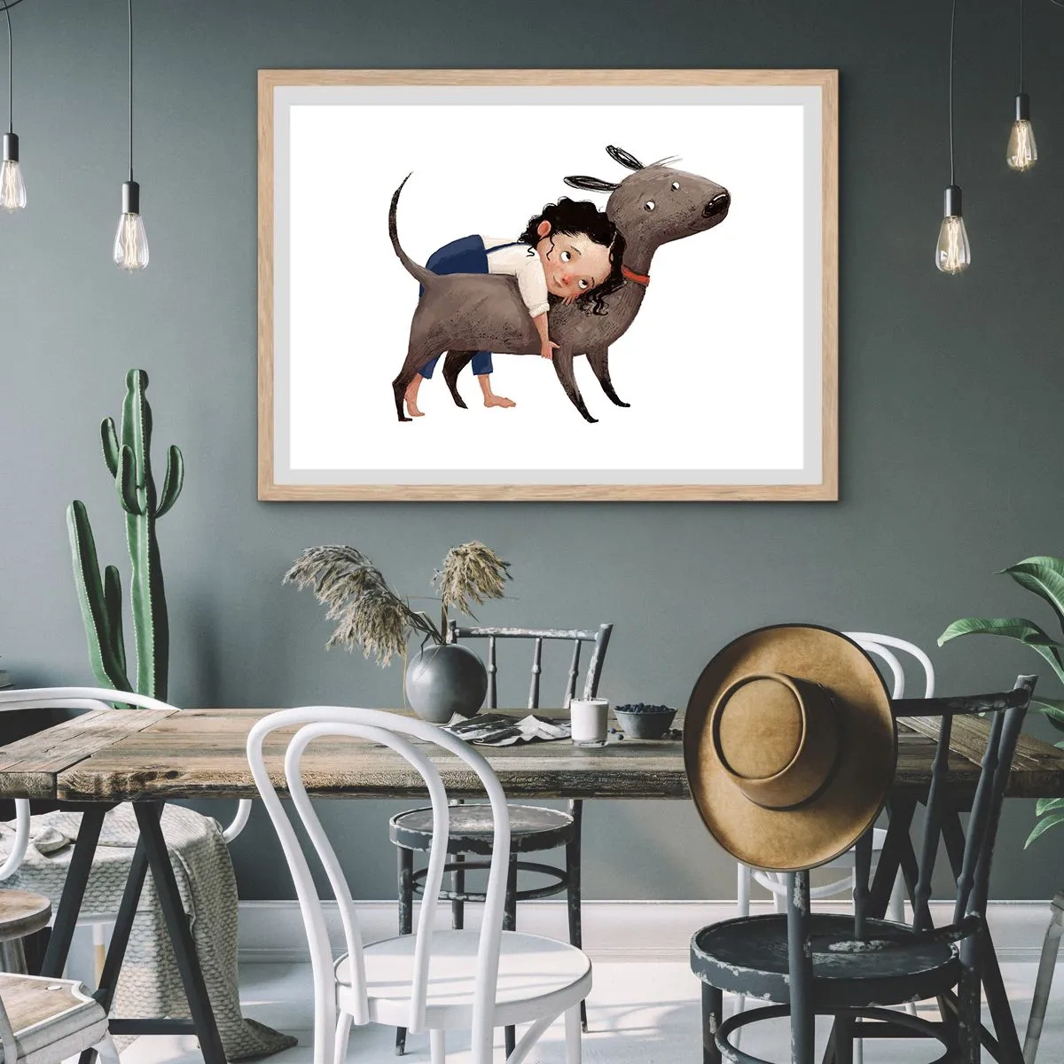 Affiche dans un chêne clair - Poster - Les meilleurs amis - 100x70 cm