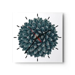 Horloge murale - Pendule murale - Plante succulente symétrique sur fond blanc - 30x30cm - Étoile du désert - Décoration murale moderne pour le salon et la chambre ARTTOR