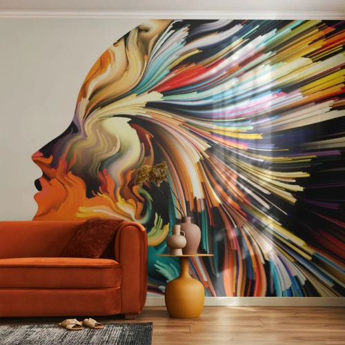Papier peint sur mesure Premium Sand - Une explosion d'imaginaire - Abstraction, Femme, Graphique