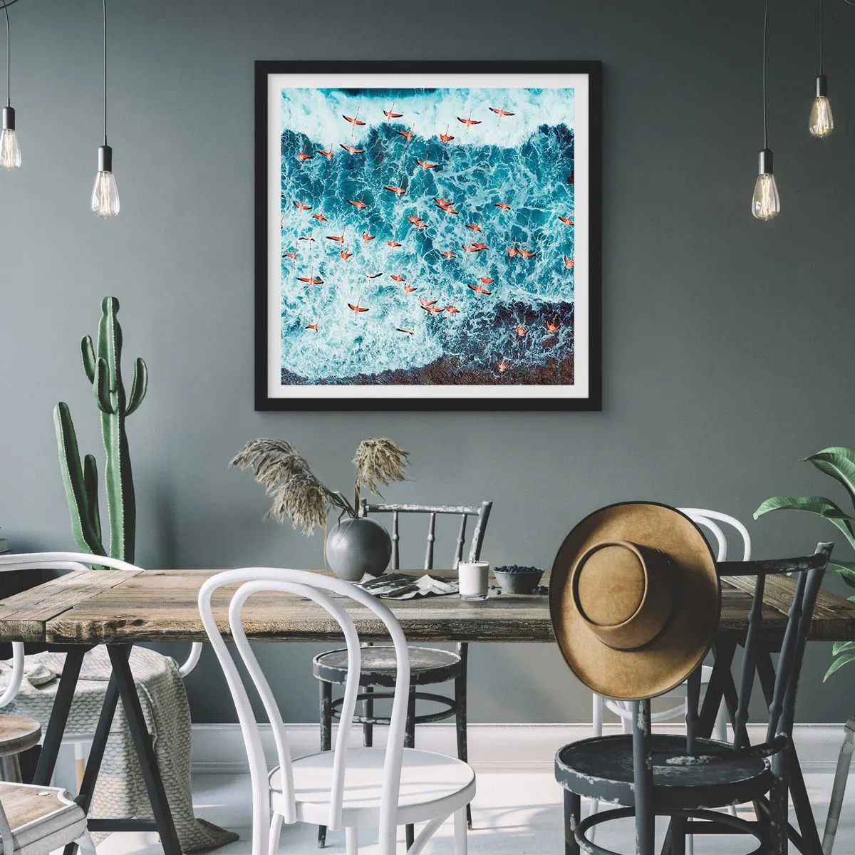 Affiche dans un cadre noir - Poster - Défilé du bord de mer - 60x60 cm