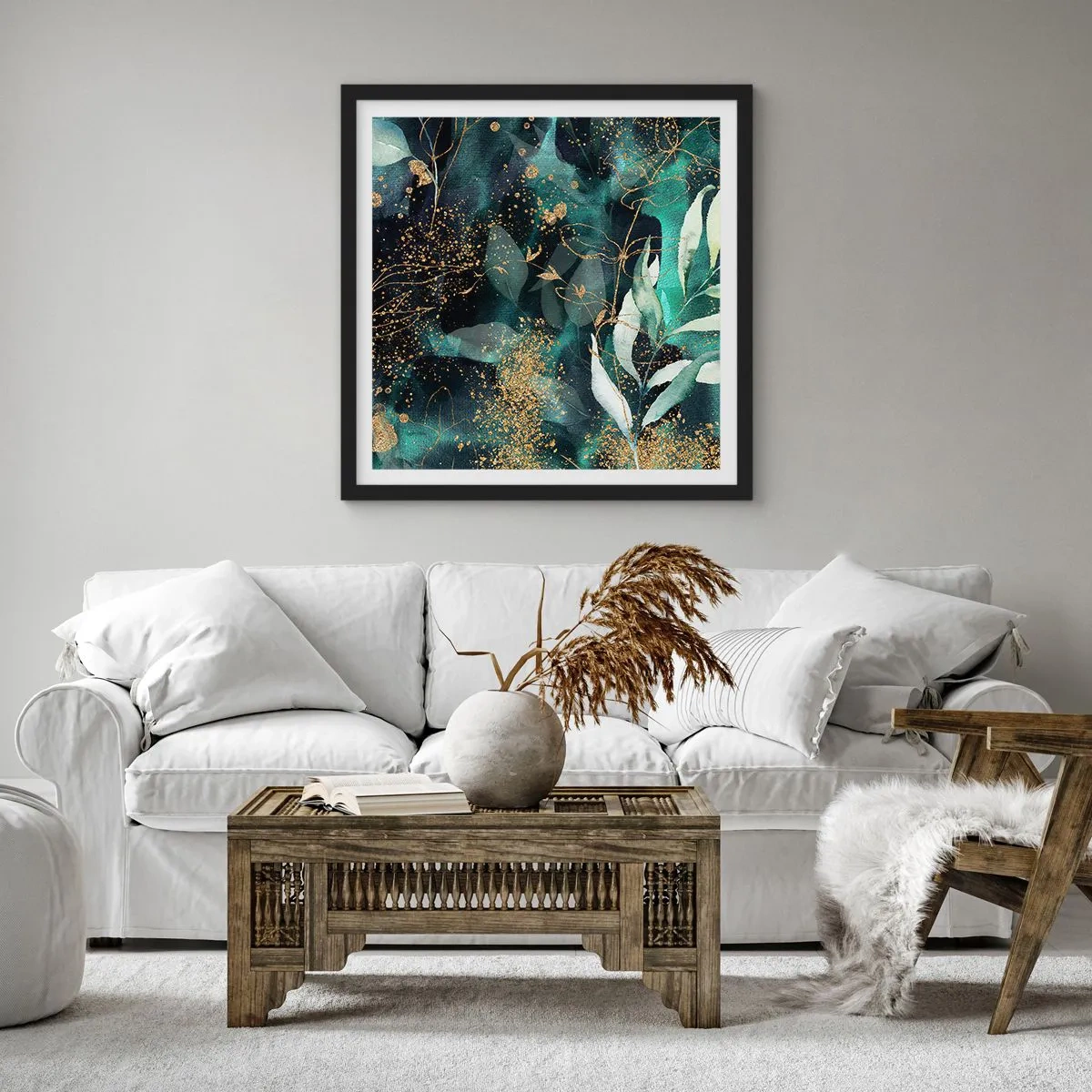 Affiche dans un cadre noir - Poster - Jardin magique - 40x40 cm