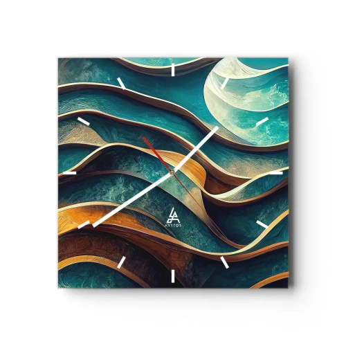 Horloge murale - Pendule murale - Méandres de bleu - 40x40 cm