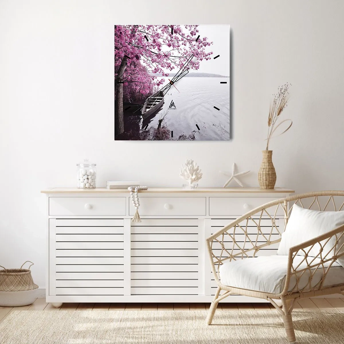 Horloge murale - Pendule murale - Dans un silence rose - 40x40 cm