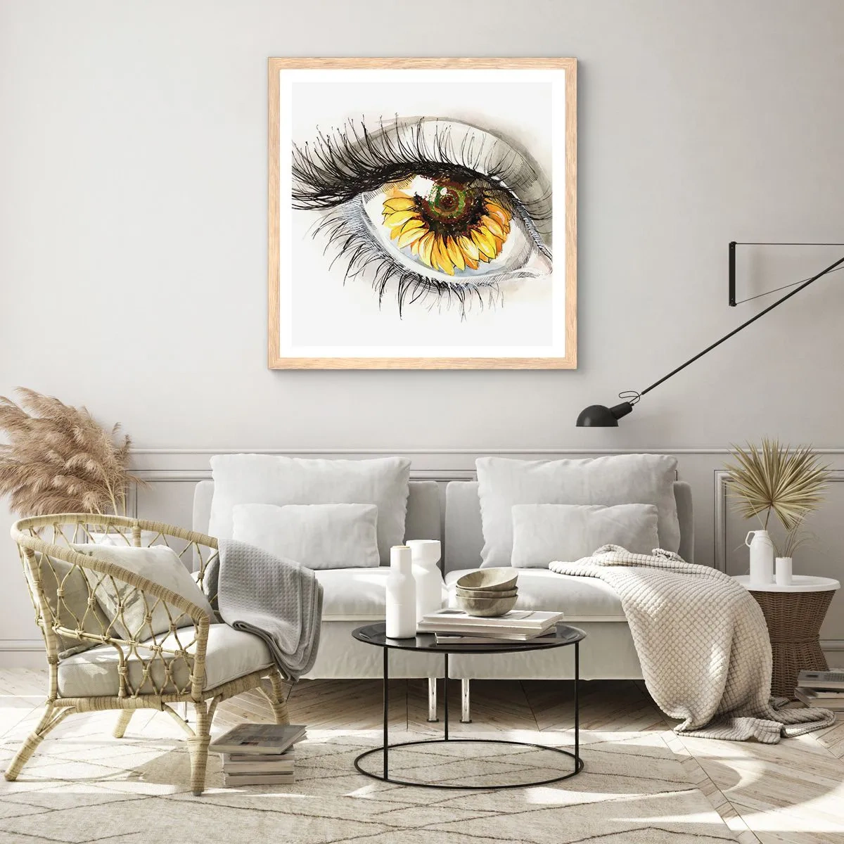 Affiche dans un chêne clair - Poster - Un look aussi chaud que l'été - 40x40 cm