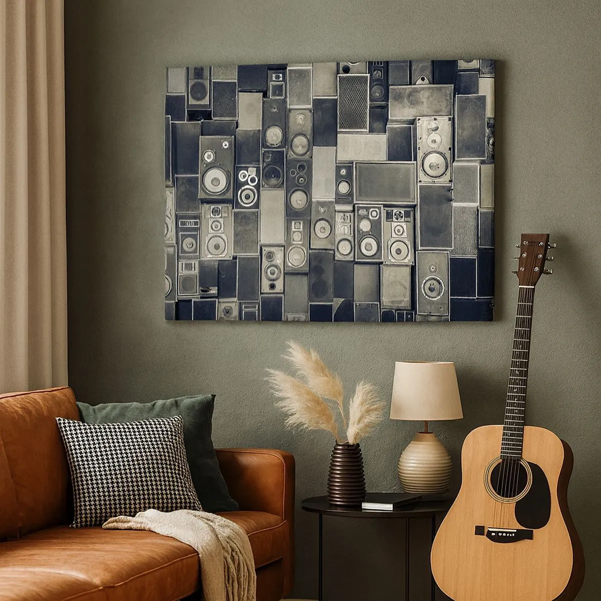 Impression sur toile - Image sur toile - Collection d'enceintes de style rétro - 70x50cm - Tout va bien - Décoration murale moderne pour le salon et la chambre ARTTOR