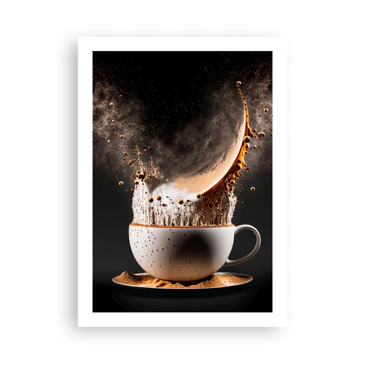 Affiche - Poster - Une explosion dynamique de café dans une tasse - 50x70cm - Une explosion de saveur - Décoration murale moderne pour le salon et la chambre ARTTOR