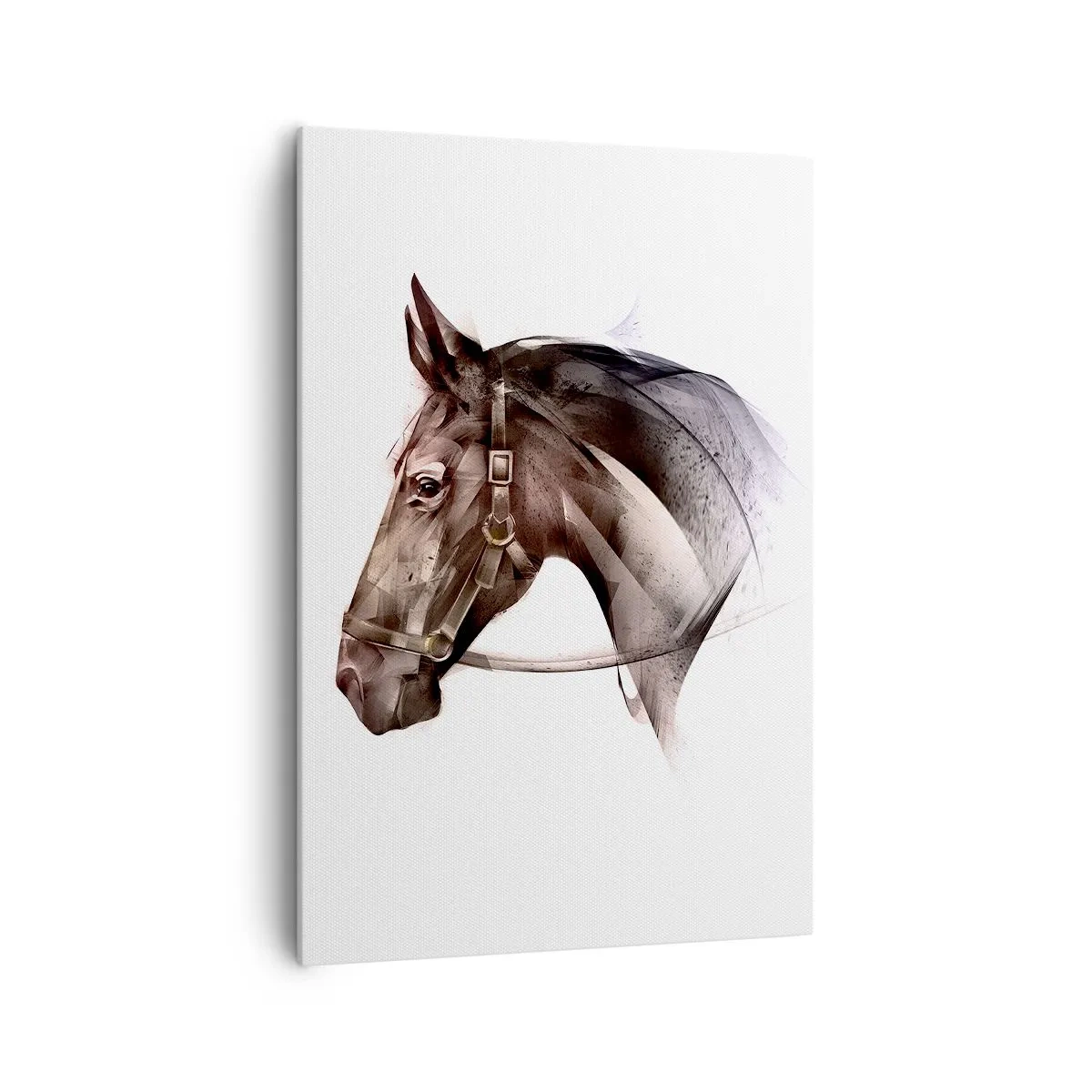 Impression sur toile - Image sur toile - Un profil de cheval dans une forme artistique délicate sur fond blanc - 70x100cm - Quelle grâce - Décoration murale moderne pour le salon et la chambre ARTTOR