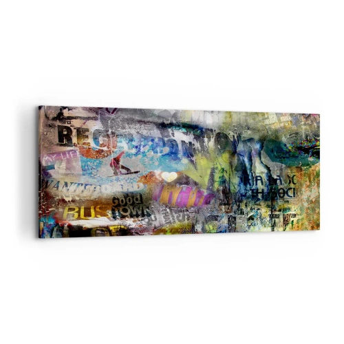 Impression sur toile - Image sur toile - Collage abstrait avec texte et couleurs variées - 120x50cm - Collage de souvenirs - Décoration murale moderne pour le salon et la chambre ARTTOR
