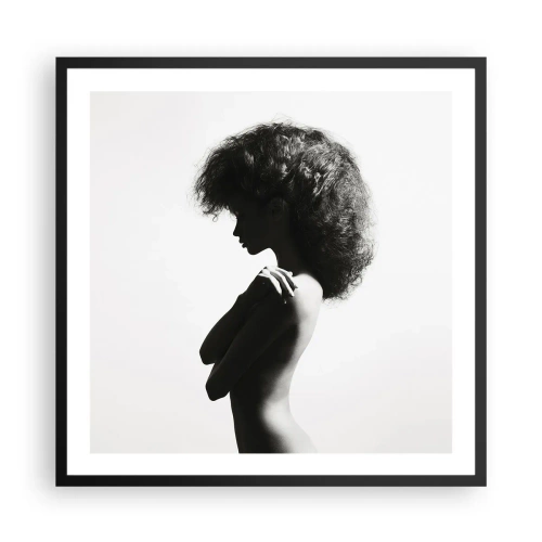 Affiche dans un cadre noir - Poster - Comme une fleur au bout d'une fine tige - 60x60 cm