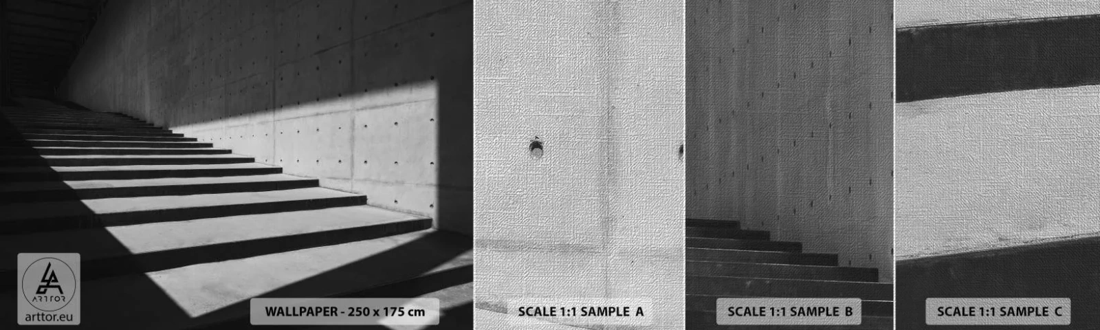 Échantillon de Papier Peint Premium Canvas - La beauté brute du modernisme - Industriel, Architecture, Escaliers - 100x30 cm