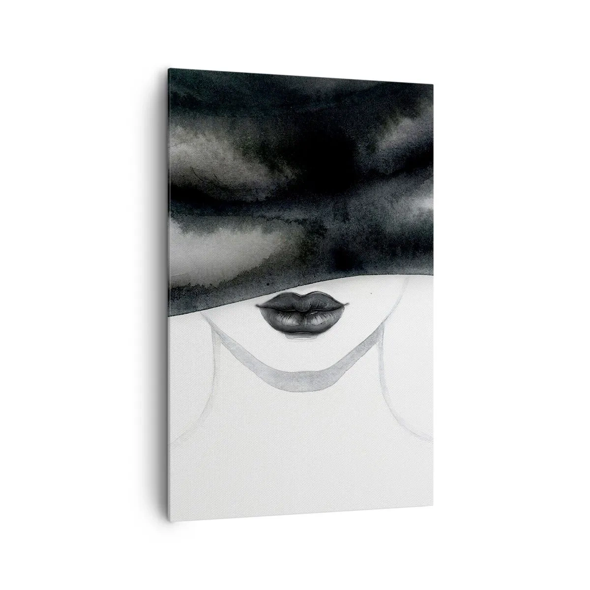 Impression sur toile - Image sur toile - Un portrait subtil d'une femme au visage couvert dans un style monochrome. - 80x120cm - Un mystère sensuel - Décoration murale moderne pour le salon et la chambre ARTTOR
