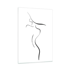 Impression sur verre - Image sur verre - Contour minimaliste d'une silhouette féminine sur fond blanc - 80x120cm - Insaisissable comme une vague - Décoration murale moderne pour le salon et la chambre ARTTOR