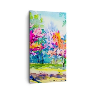 Impression sur toile - Image sur toile - Jardin arc-en-ciel à la lumière du printemps - 45x80 cm