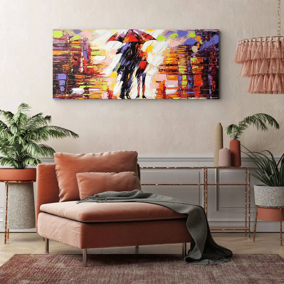Impression sur toile - Image sur toile - Ensemble à travers la nuit et la pluie - 100x40 cm