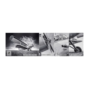 Échantillon de Papier Peint Premium Sand - Le pèlerin ailé - Avion, Avion, Noir et blanc - 100x30 cm