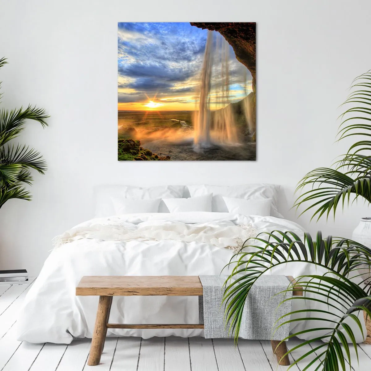 Impression sur toile - Image sur toile - Le monde derrière un voile de gouttes - 50x50 cm