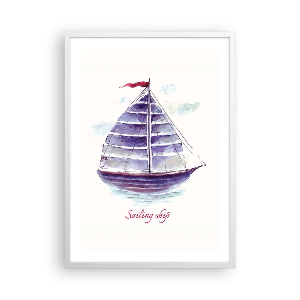 Affiche dans un cadre blanc - Poster - Plein de voiles et d’eau calme - 50x70 cm