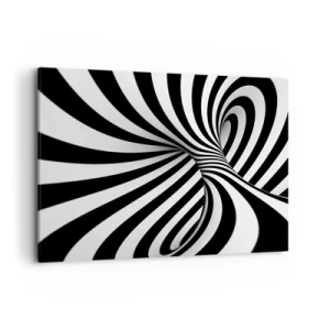 Impression sur toile - Image sur toile - Tunnel abstrait avec des rayures en spirale noires et blanches - 100x70cm - Composition : espace de danse - Décoration murale moderne pour le salon et la chambre ARTTOR