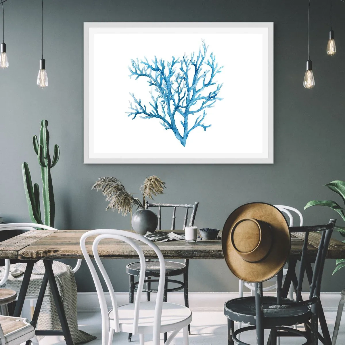 Affiche dans un cadre blanc - Poster - Filigrane nautique - 100x70 cm