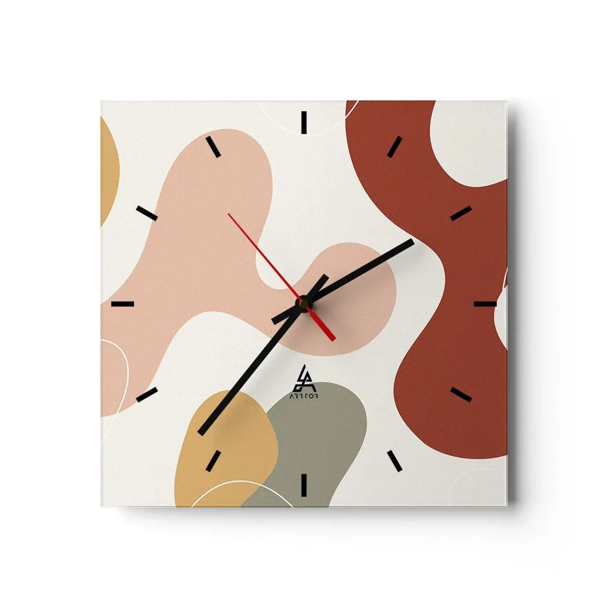 Horloge murale - Pendule murale - Une composition abstraite aux tons pastel avec des formes dynamiques. - 30x30cm - Entrelac - Décoration murale moderne pour le salon et la chambre ARTTOR