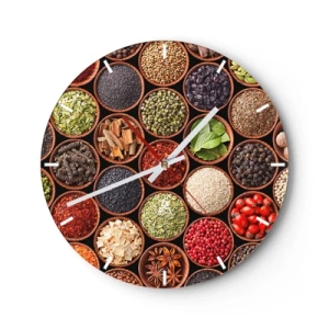 Horloge murale - Pendule murale - Toutes les saveurs du monde - 40x40 cm