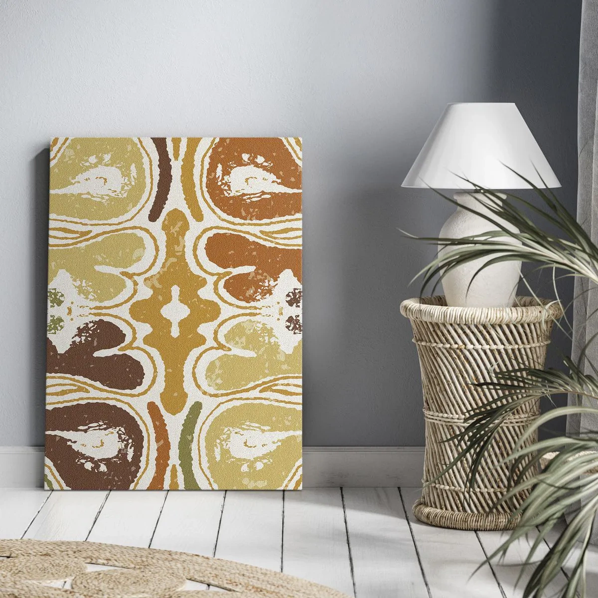 Impression sur toile - Image sur toile - Motifs abstraits chaleureux dans les tons jaunes et bruns - 70x100cm - Abstraction sentimentale - Décoration murale moderne pour le salon et la chambre ARTTOR