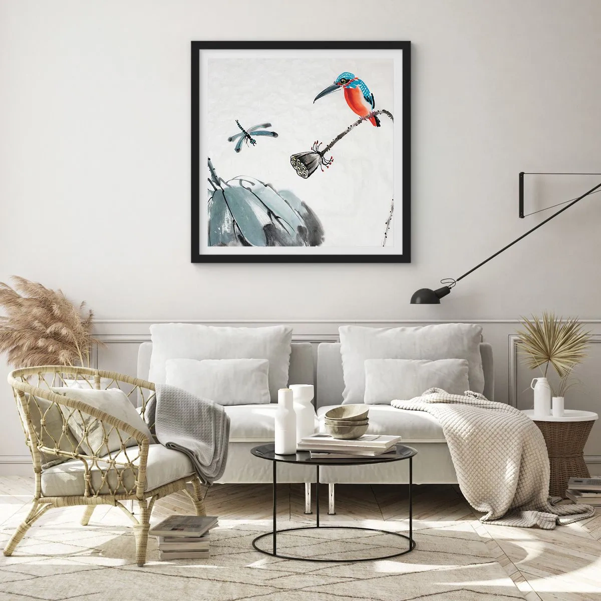 Affiche dans un cadre noir - Poster - La vie du champ - 50x50 cm
