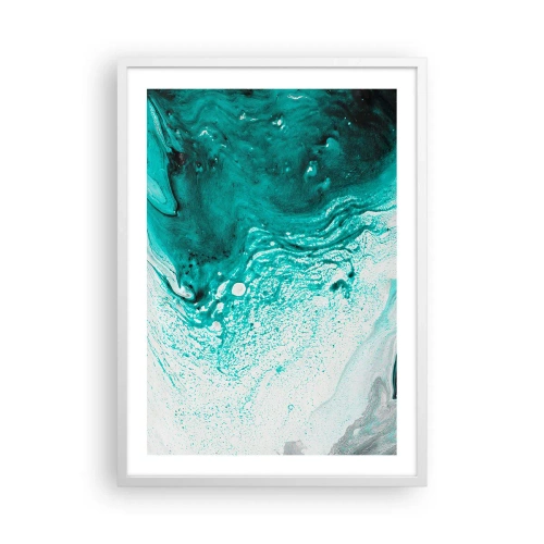 Affiche dans un cadre blanc - Poster - Se fondre dans le bleu et le turquoise - 50x70 cm
