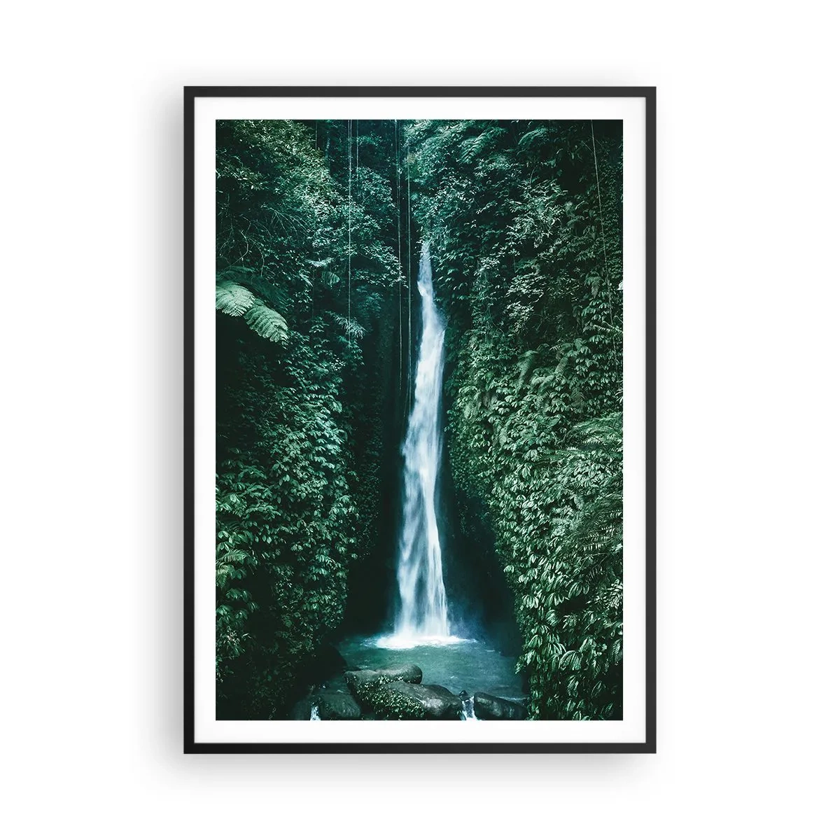 Affiche dans un cadre noir - Poster - Fontaine tropicale - 70x100 cm