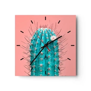 Horloge murale - Pendule murale - Une interprétation artistique d'un cactus sur fond rose - 30x30cm - Juste regarde - Décoration murale moderne pour le salon et la chambre ARTTOR