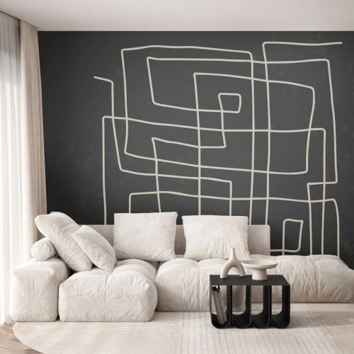 Papier Peint Photo Premium Canvas - Pas aussi simple - Abstraction, Morceau, Noir et blanc - 400x280 cm