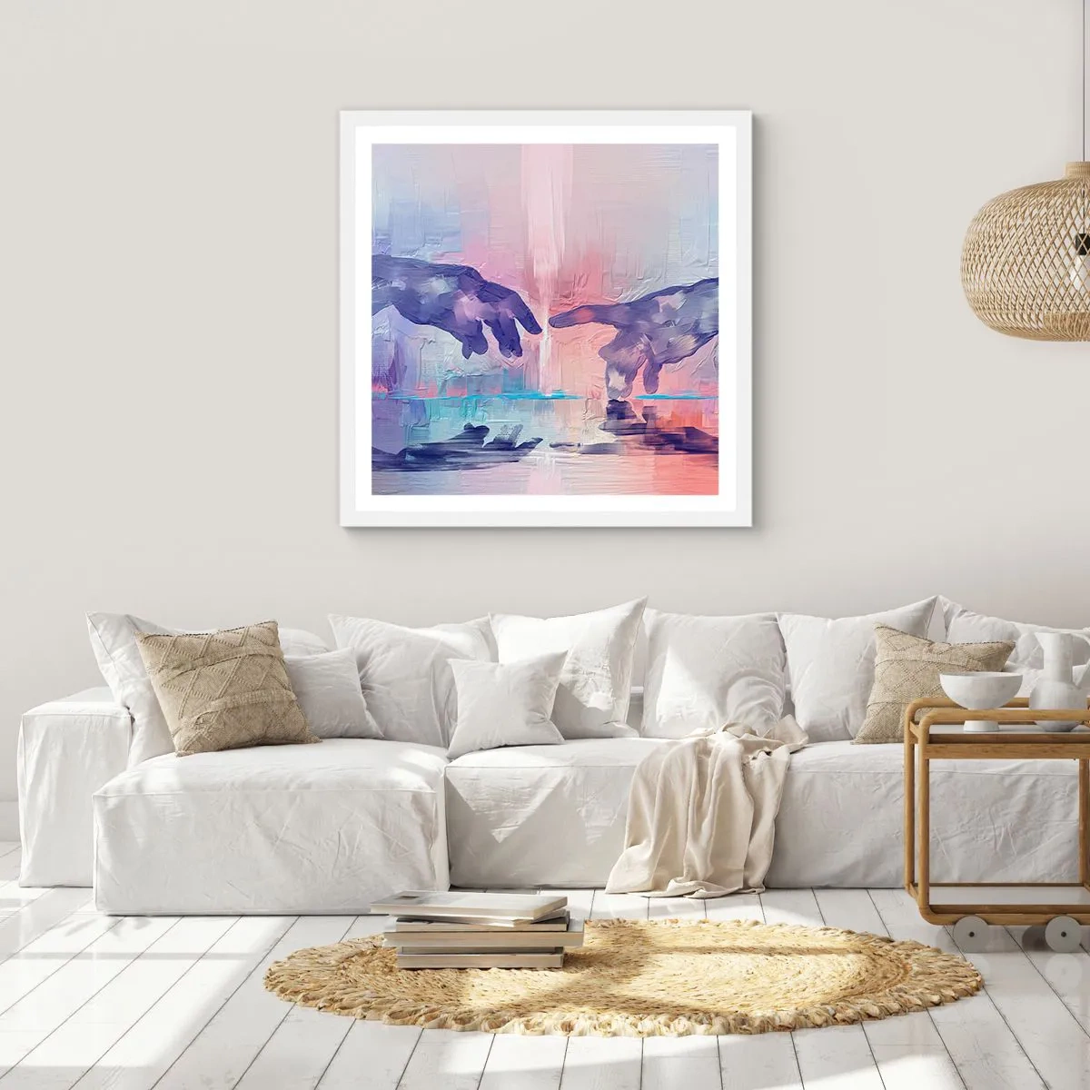 Affiche dans un cadre blanc - Poster - Divine étincelle de vie - 60x60 cm