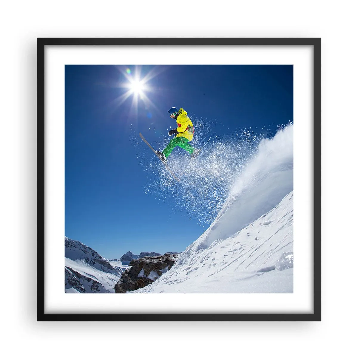 Affiche dans un cadre noir - Poster - Danse avec les montagnes - 50x50 cm