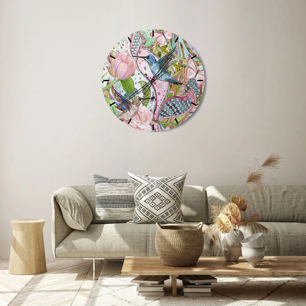 Horloge murale - Pendule murale - Empêtré dans les vignes - 40x40 cm