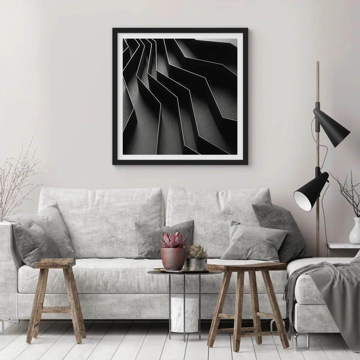 Affiche dans un cadre noir - Poster - Ordre spatial - 60x60 cm