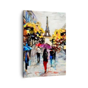 Impression sur toile - Image sur toile - Une promenade d'automne à Paris avec vue sur la Tour Eiffel - 50x70cm - Particulièrement beau en automne - Décoration murale moderne pour le salon et la chambre ARTTOR