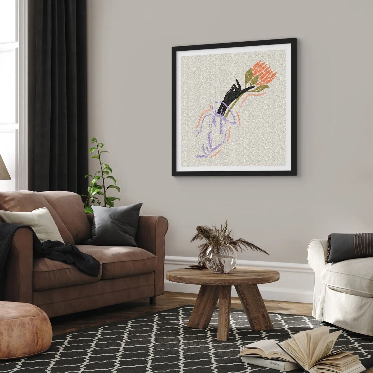 Affiche dans un cadre noir - Poster - Touche fraternelle - 30x30 cm