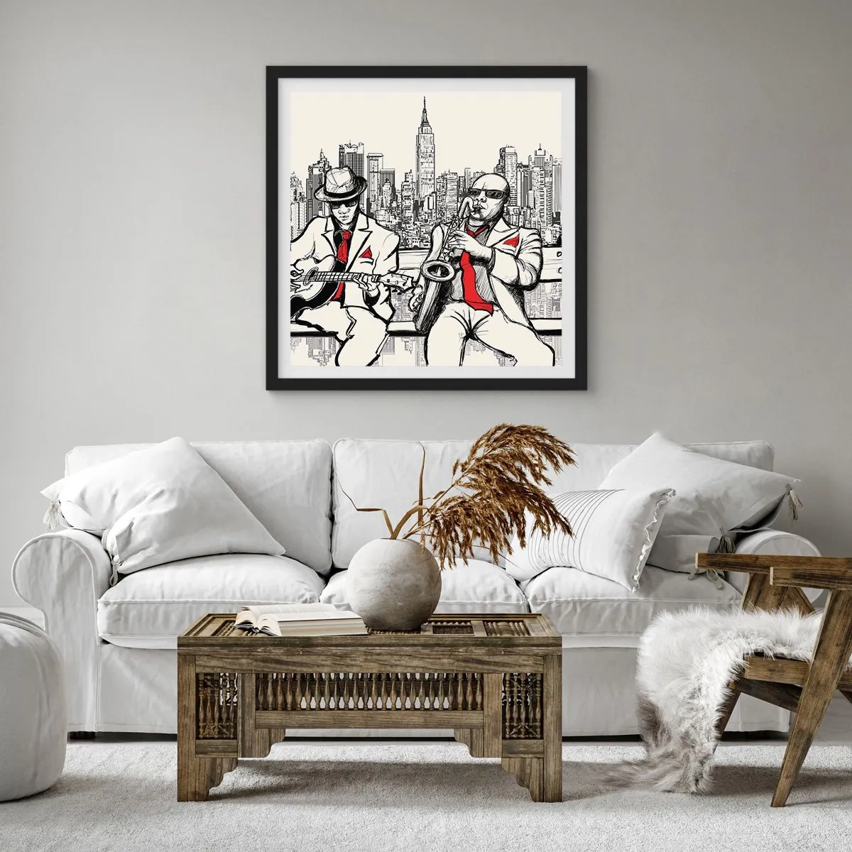 Affiche dans un cadre noir - Poster - improvisation new-yorkaise - 30x30 cm