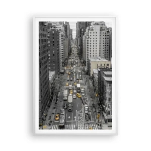 Affiche dans un cadre blanc - Poster - La vie new-yorkaise - 70x100 cm