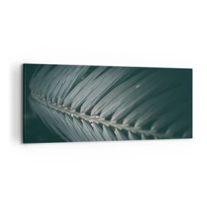 Impression sur toile - Image sur toile - Gros plan d'un détail de feuille de palmier aux tons sombres - 120x50cm - Précision de la nature - Décoration murale moderne pour le salon et la chambre ARTTOR