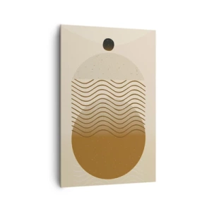 Impression sur toile - Image sur toile - Abstraction géométrique avec des cercles et des lignes ondulées aux couleurs chaudes. - 80x120cm - Sur l'origine des figures géométriques - Décoration murale moderne pour le salon et la chambre ARTTOR