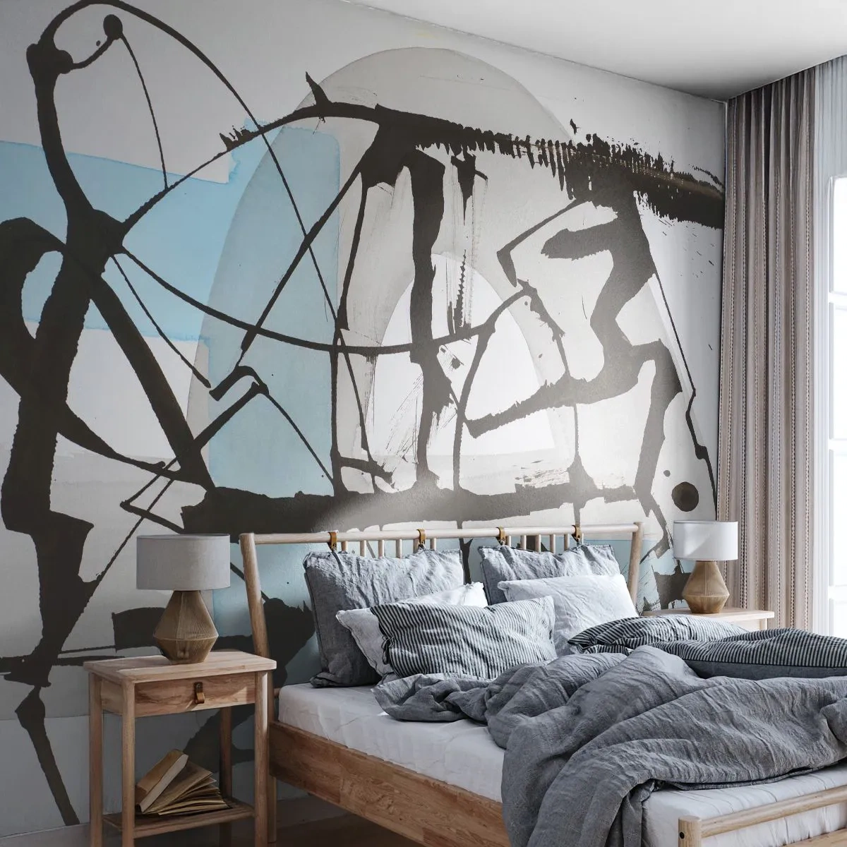 Papier Peint Photo Premium Canvas - Bleu malgré tout - Abstraction, Morceau, Chaos - 200x140 cm