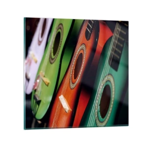 Impression sur verre - Image sur verre - La guitare a plusieurs couleurs - 70x70 cm